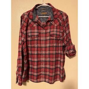 Jachs Girlfriend Size XXL Bea Red Plaid Lightweight Flannel Snap Front Comfort